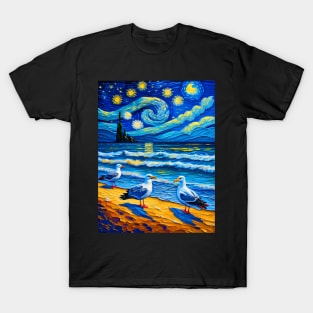 Seagull in starry night T-Shirt